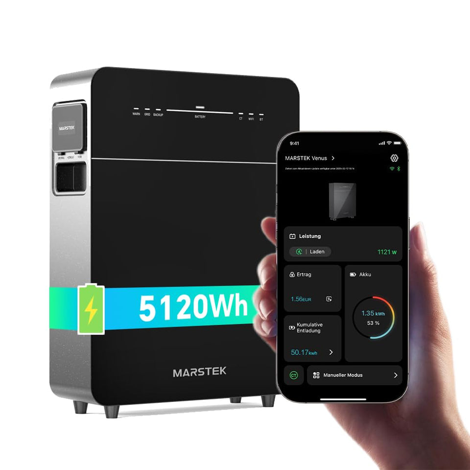 Marstek Venus E 3.0 Balkonkraftwerk mit Speicher: AC Gekoppeltes Energiespeichersystem, 0% MwSt, 5.12kWh LFP, 2,5kW PV-Eingangsleistung/Ausgang